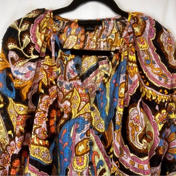 Sanctuary Relaxed Button Blouse Paisley Print Women's Top
Size: S - Picture 6 of 17